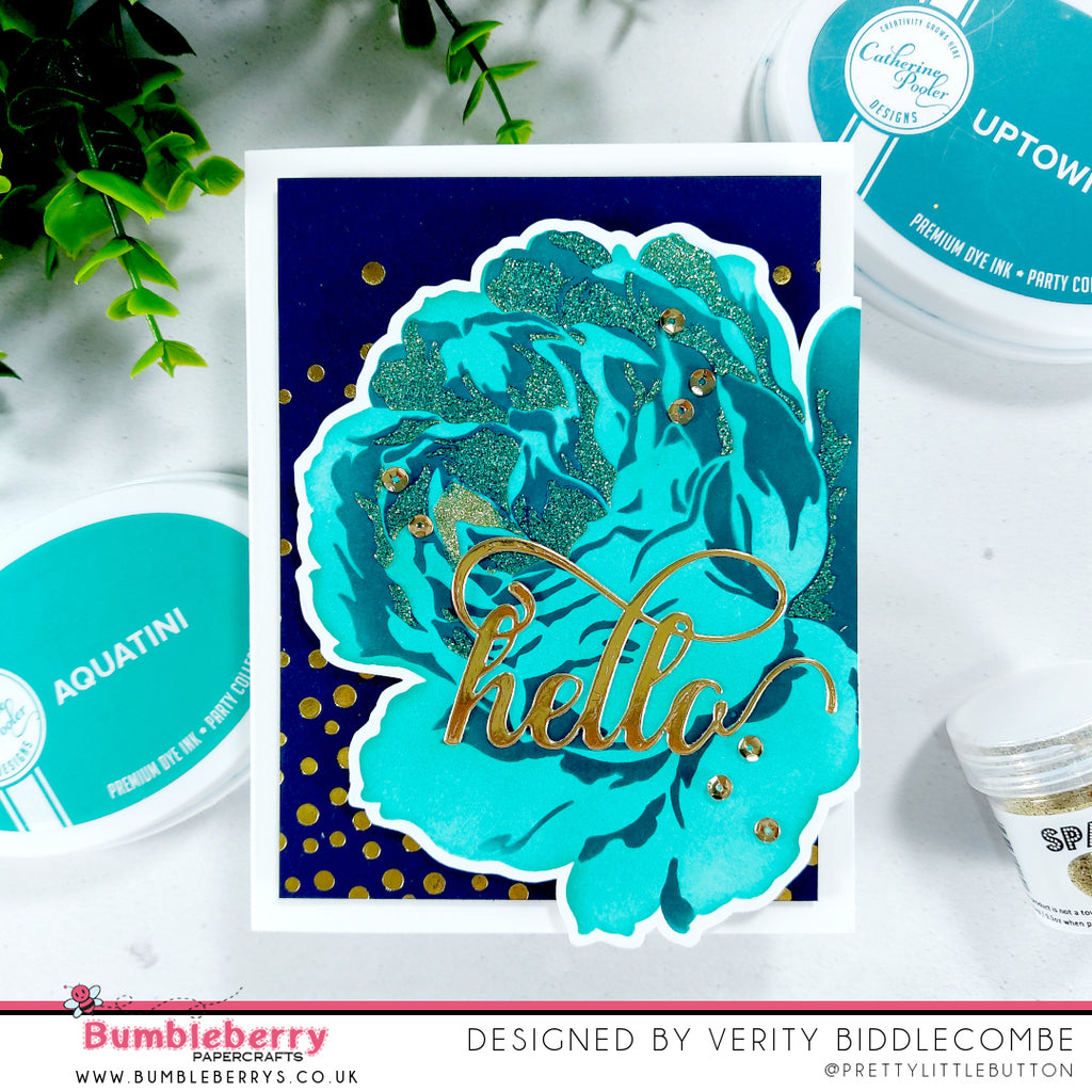 Image focale au pochoir en techniques mixtes - Pochoir Altenew Gilded Rose