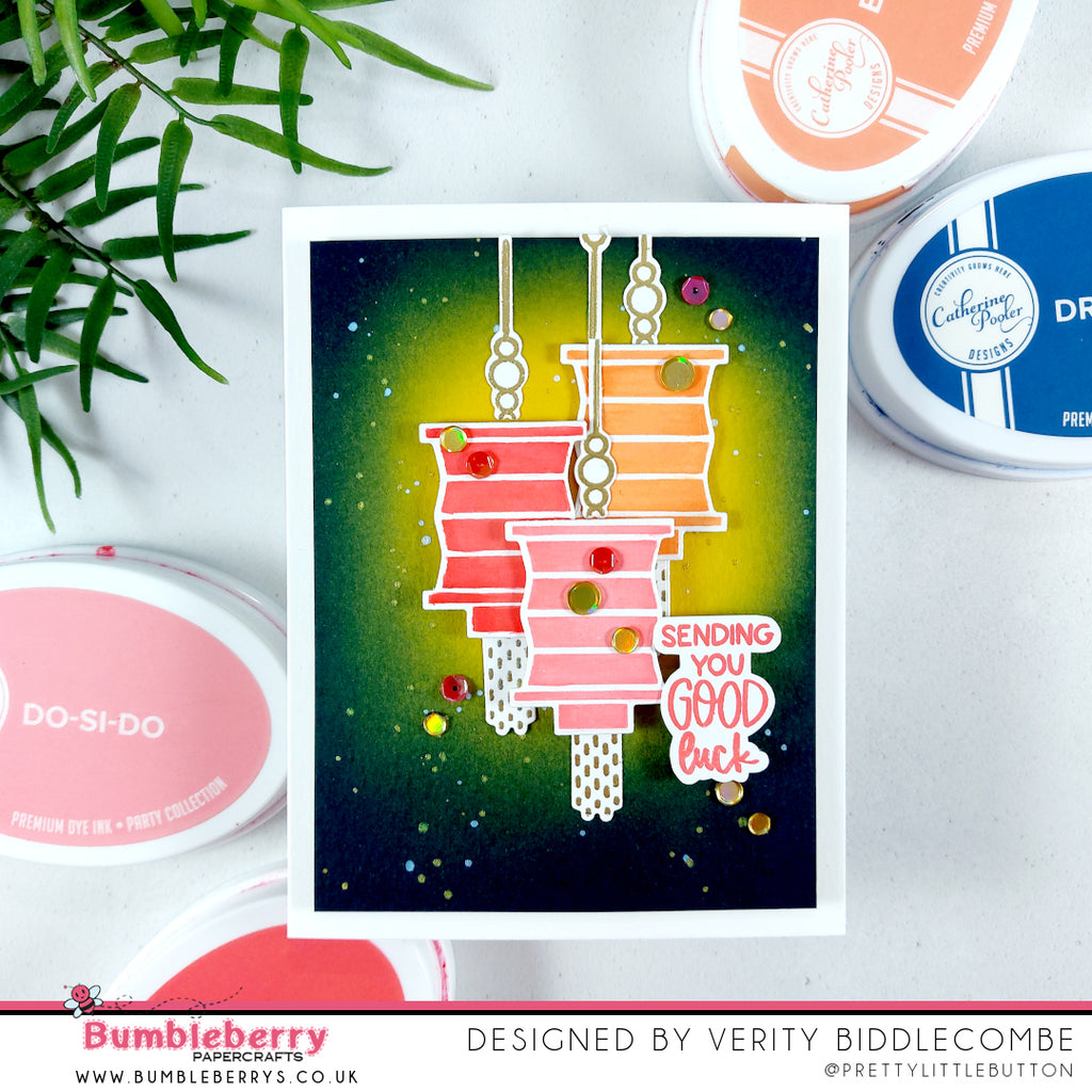 Effet halo avec mélange d'encres - Ensemble de tampons et matrices Lantern Festival