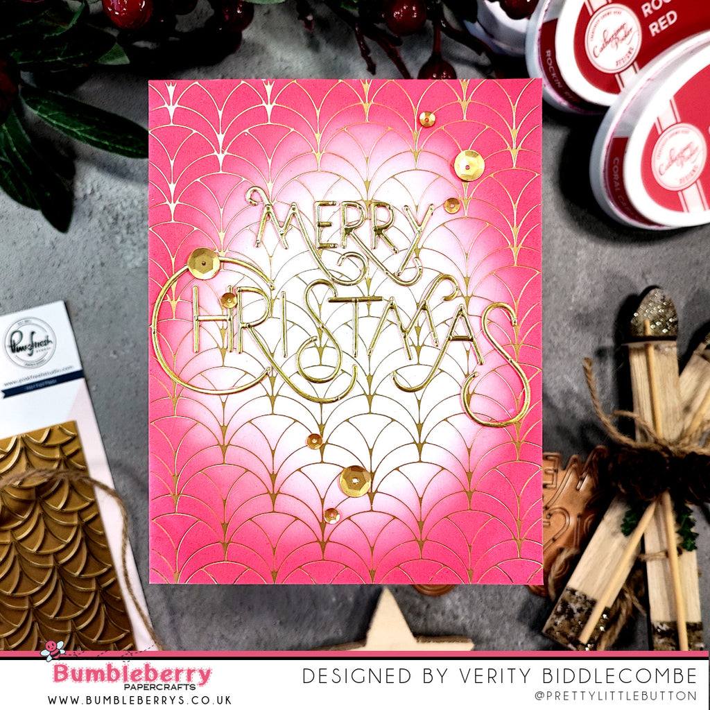Deco-inspired Christmas card with PinkFresh Studio