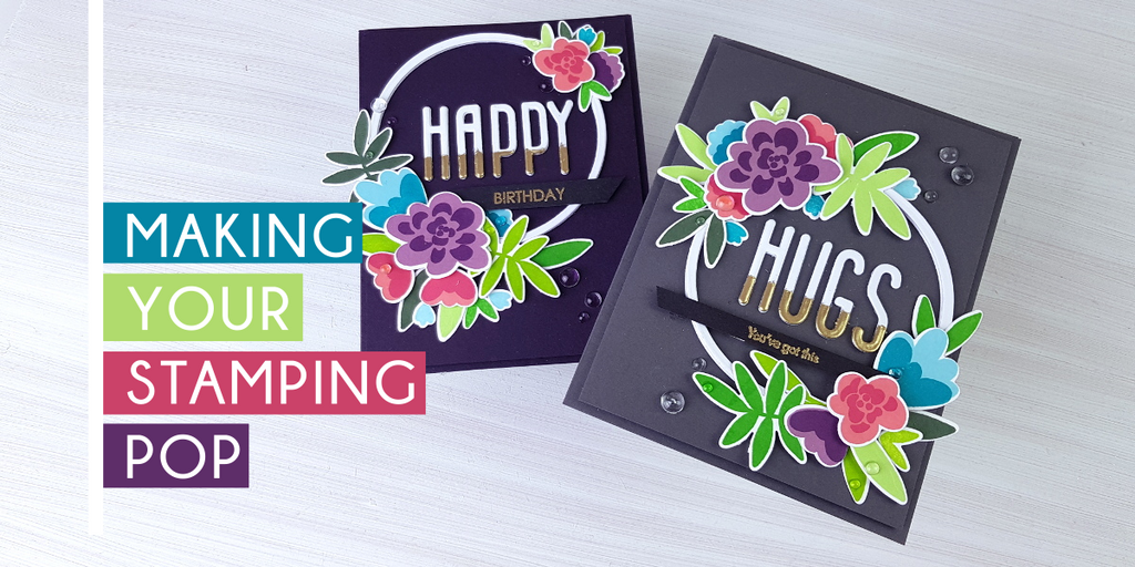 Making your stamping pop - Gina K Cardstock / Altenew Bold Bunch