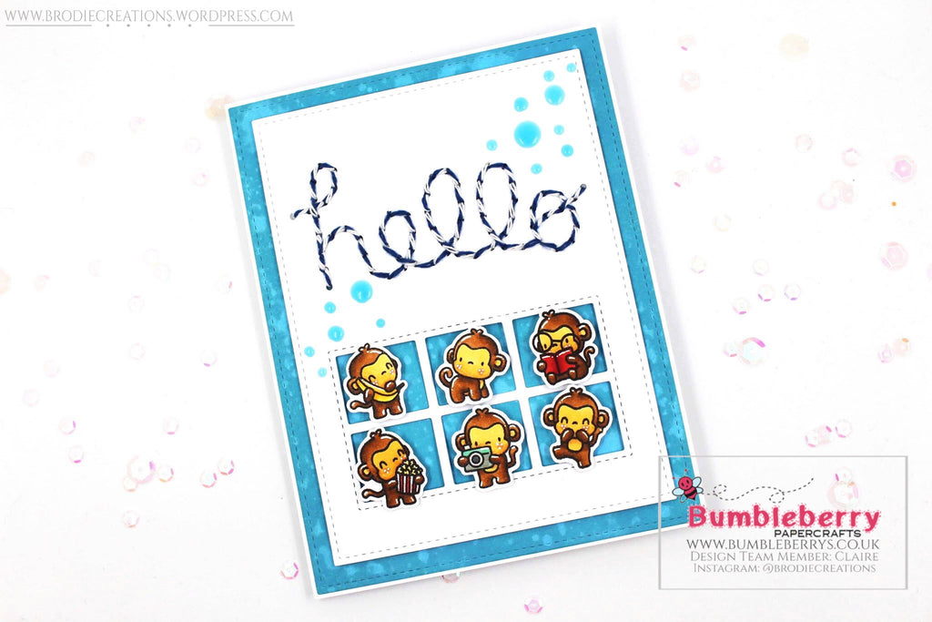 Juste parce que carte utilisant le jeu de tampons « Little Monkey Agenda » de Mama Elephant !