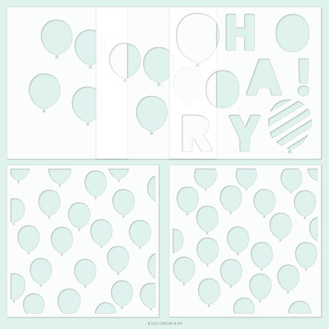 Pack de pochoirs Bouquet de ballons (3 6 x 6 ; 2 4,75 x 6)