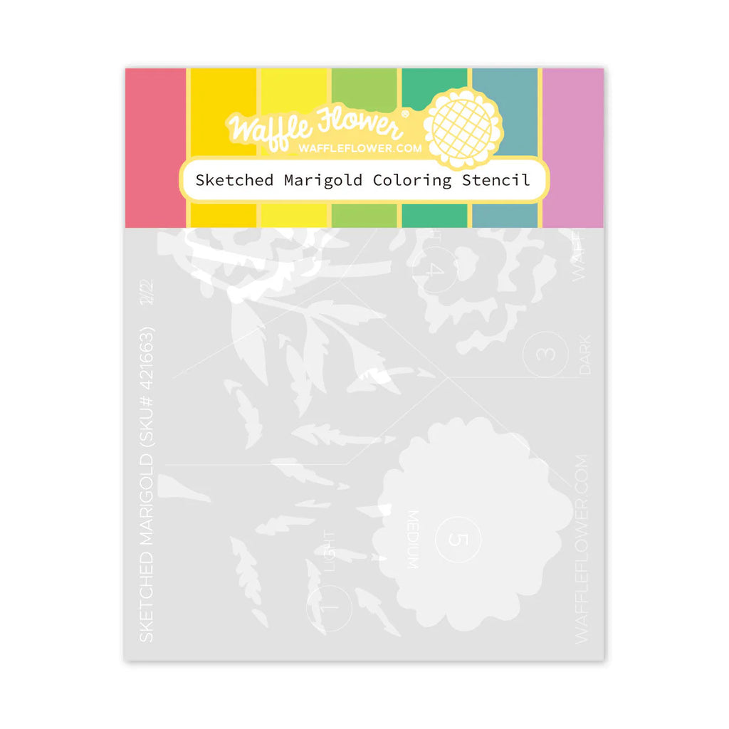 Sketched Marigold Coloring Stencil