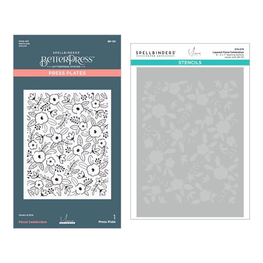 Floral Celebration Press Plate and Stencil Bundle from the Let's Celebrate Collection by Yana Smakula