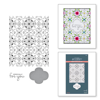 Ensemble de plaques de presse et matrices à vue florale de la collection BetterPress