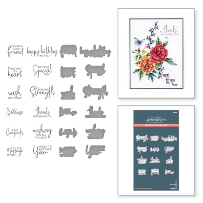 Ensemble de plaques de presse et matrices A Little Message Sentiments de la collection BetterPress