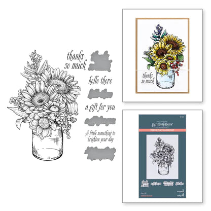 Ensemble d'assiettes et matrices de presse Bouquet de tournesol de la collection Sérénade d'automne