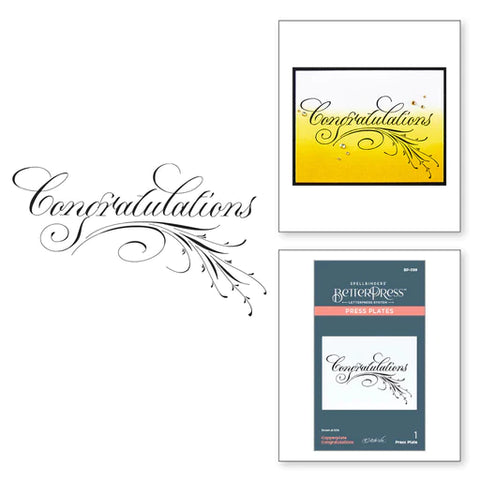 Plaque de presse Copperplate Félicitations de la collection Copperplate Everyday Sentiments par Paul Antonio