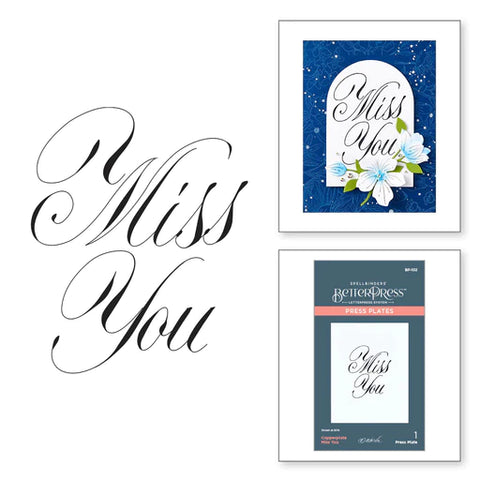 Copperplate Miss You Press Plate from the Copperplate Everyday Sentiments Collection by Paul Antonio