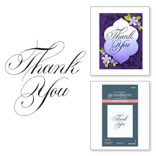 Plaque de presse Copperplate Thank You de la collection Copperplate Everyday Sentiments de Paul Antonio