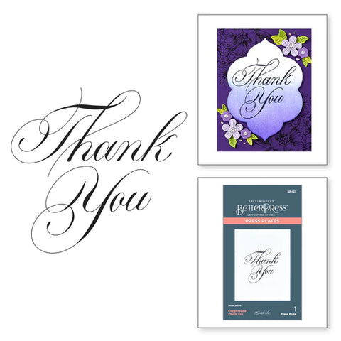 Plaque de presse Copperplate Thank You de la collection Copperplate Everyday Sentiments de Paul Antonio