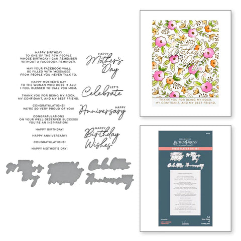 Let's Celebrate Sentiments Press Plate & Die Set from the Let's Celebrate Collection by Yana Smakula