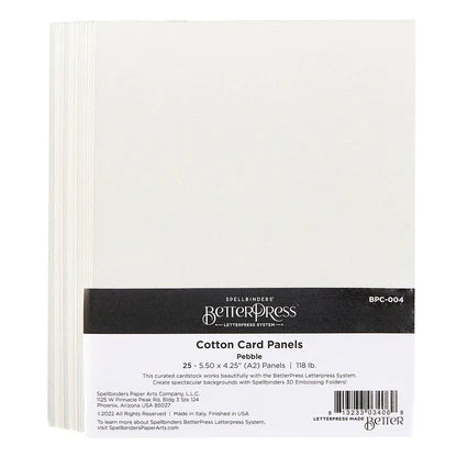 Pebble BetterPress A2 Panneaux de cartes en coton – Lot de 25