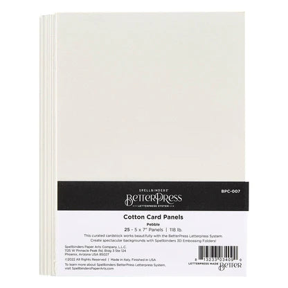 Pebble BetterPress A7 Panneaux de cartes en coton – Lot de 25