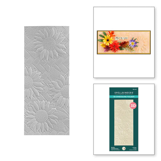 Dossier de gaufrage 3D Panier de tournesols de la collection Birds & Bees Garden par Susan Tierney-Cockburn