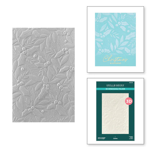 Holly & Foliage 3D Embossing Folder from the De-Light-Ful Christmas Collection by Yana Smakula