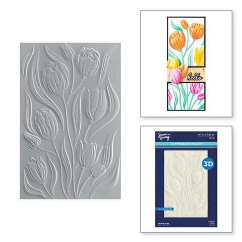 Twirling Tulips 3D Embossing Folder and Stencil Bundle from the Tulip Garden Collection by Simon Hurley