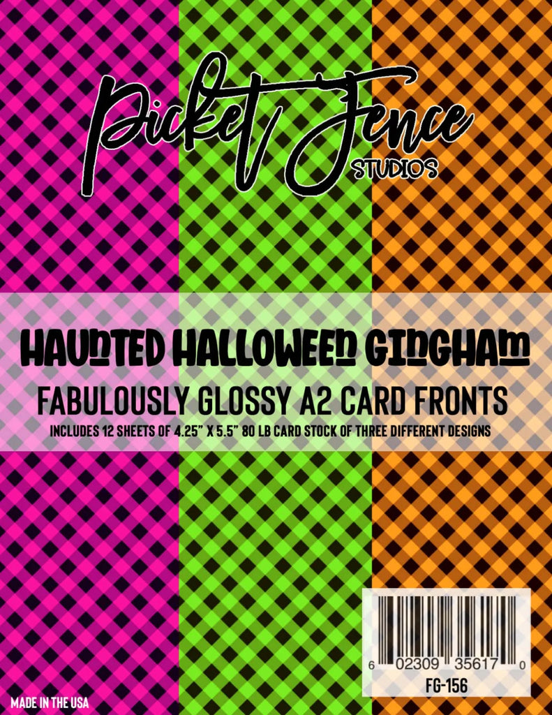 Fabulously Glossy A2 Card Fronts (12 pk)-Haunted Halloween Gingham*