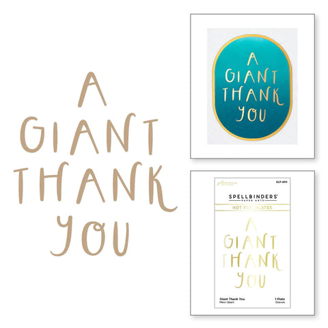 Plaque géante de remerciement Glimmer Hot Foil de la collection Glimmer Cardfront Sentiments