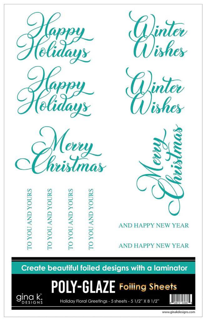 POLY-GLAZE Foiling Sheets- Holiday Floral Greetings