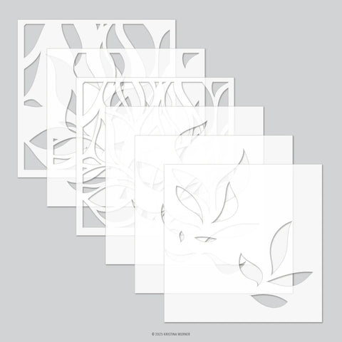 Long Line Leaves Stencil Pack (6 qty; 6 x 6)