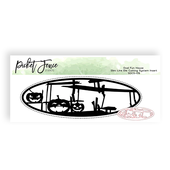 Oval Fun House Slim Line Système de découpe Insert 4 x 10 (taille de la matrice 7,82 x 2,71)