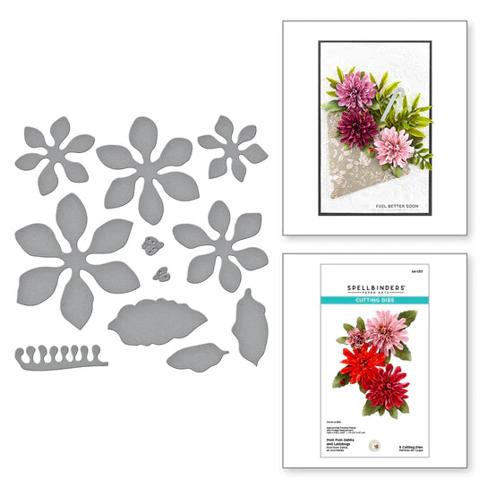 Pom Pom Dahlia and Ladybugs Etched Dies from The Birds & Bees Garden Collection by Susan Tierney-Cockburn