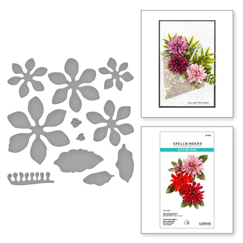 Pom Pom Dahlia and Ladybugs Etched Dies from The Birds & Bees Garden Collection by Susan Tierney-Cockburn