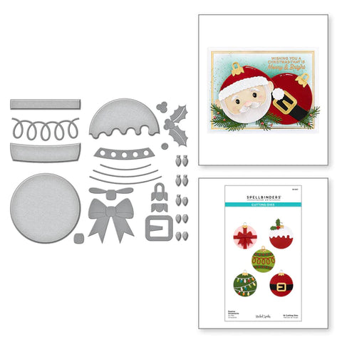 Matrices de découpe gravées avec ornements festifs de la collection Merry Mug & Circle Delights de Nichol Spohr
