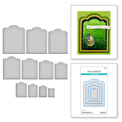 Scallop Labels and Tag Etched Dies from the Sealed 3D Botanicals Collection