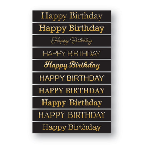 Happy Birthday Foil Greetings Black Tabs