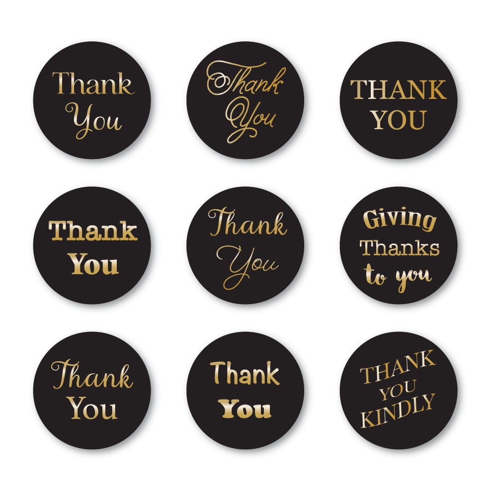 Merci Foil Salutations Onglets Cercle Noir