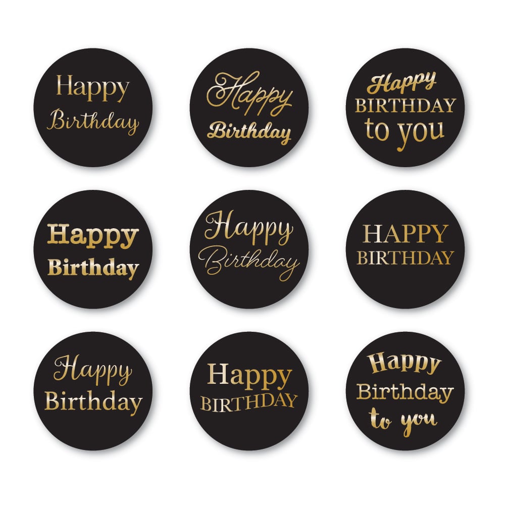 Joyeux anniversaire Foil Salutations Onglets Cercle Noir