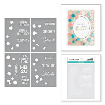 Balloon Garland & Sentiments Stencil from the It’s My Party Collection by Carissa Wiley