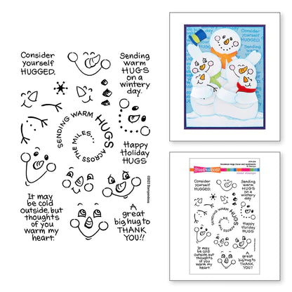 Stampendous Snowman Hugs Faces & Sentiments Lot de tampons transparents de la collection Holiday Hugs