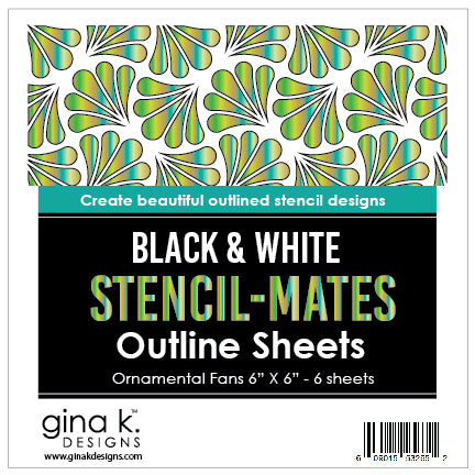 Stencil Mates -Black and White Outline Sheets - Ornamental Fans