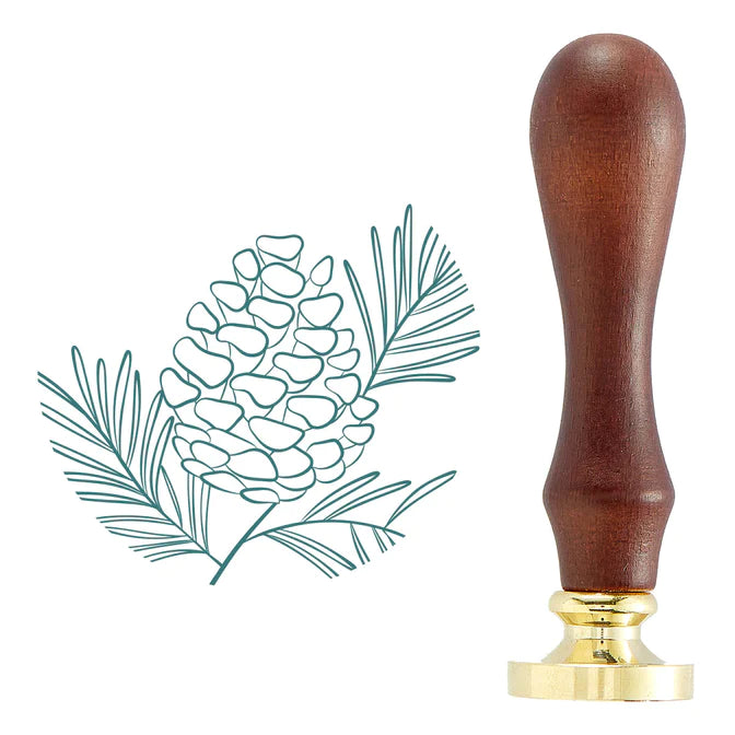 Timbre de sceau de cire en spray en forme de pomme de pin de la collection Sealed for Christmas