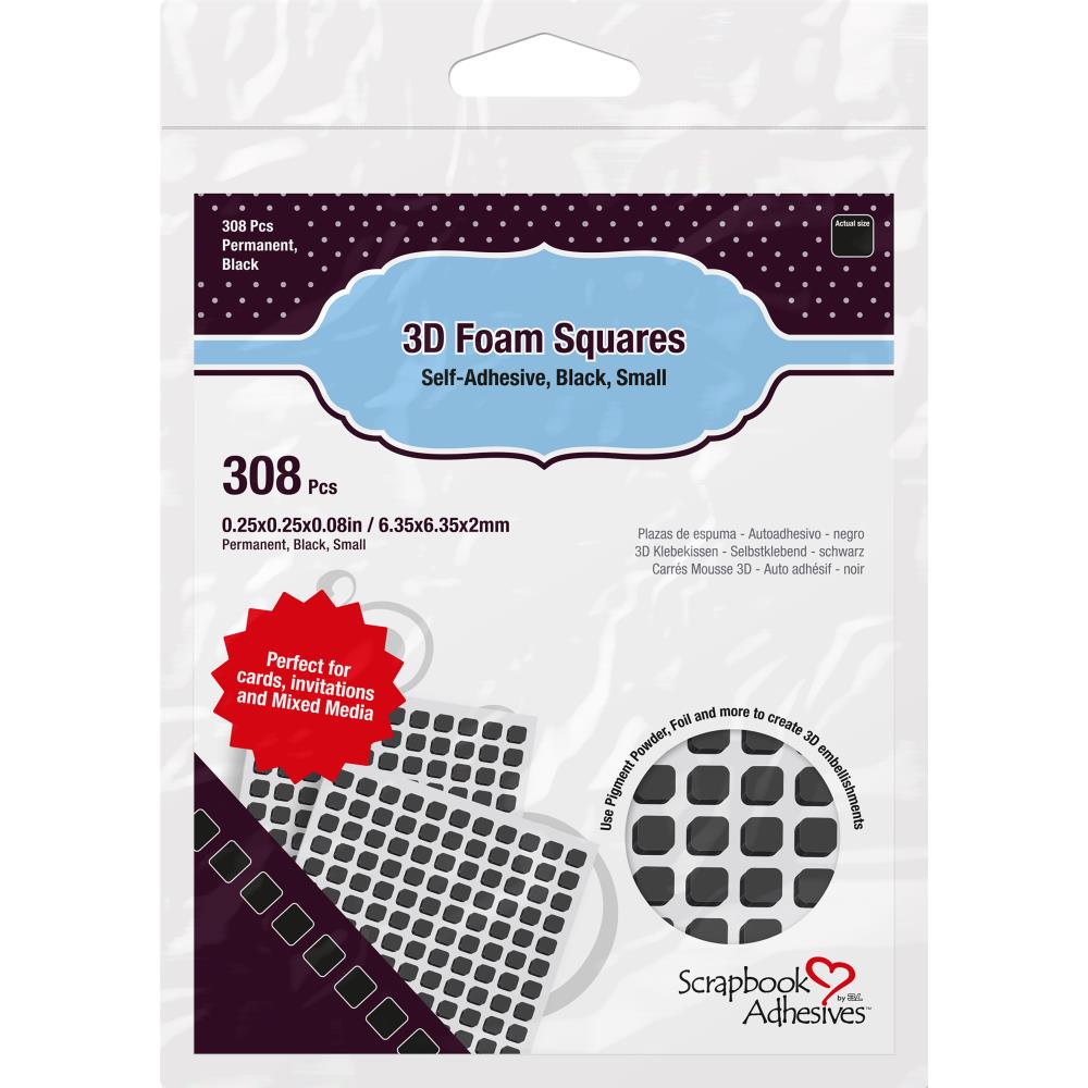 3D Foam Squares 1/4" Black