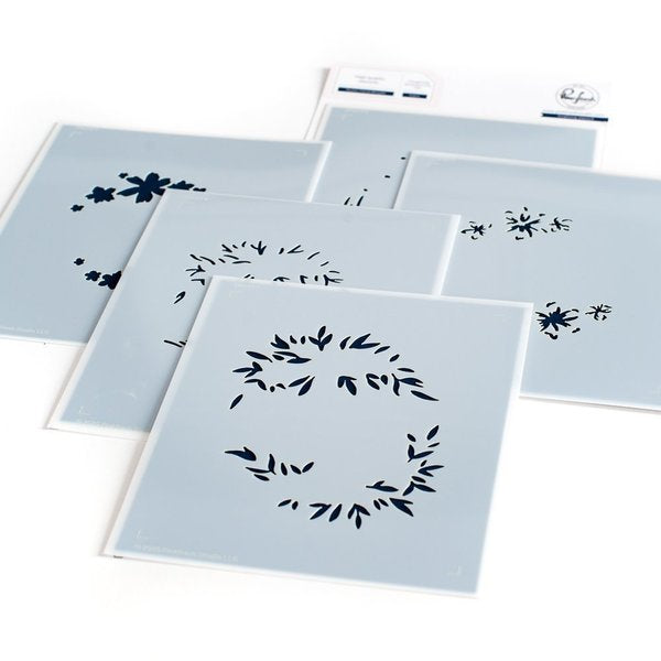 Rustic Floral Wreath layering stencil set - RETIRING