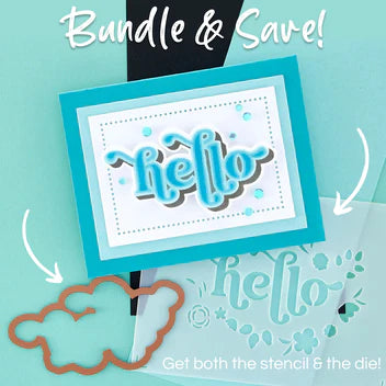 Ensemble de pochoirs et matrices Floral Hello de la collection de pochoirs en couches de Spellbinders
