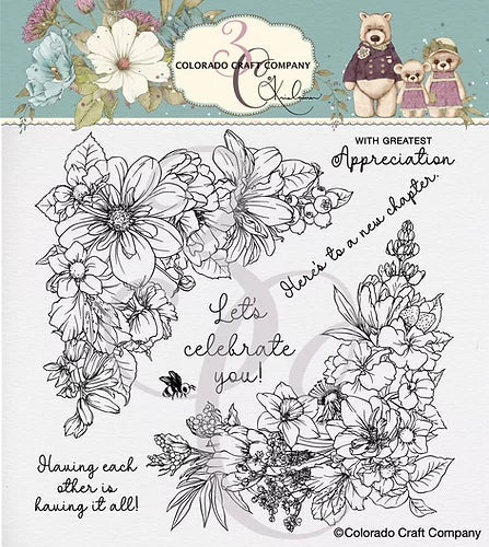Kris Lauren - Floral Corners 6 x 6 Clear Stamps*