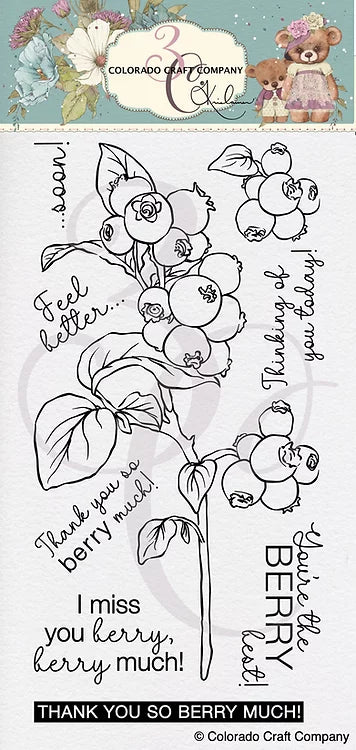 Kris Lauren - Berry Much Slimline 4 x 8 Clear Stamps*