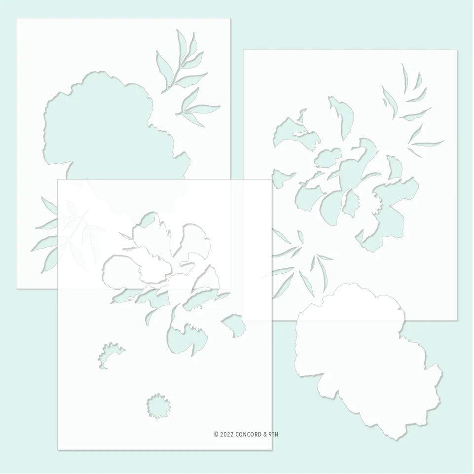 Blended Petals Stencil Pack (three 4.75x6)