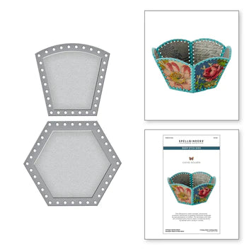 Base hexagonale vintage fabriquée à la main et matrices gravées en profondeur de bol latéral de la collection de découvertes du marché aux puces de Noël par Cathe Holden