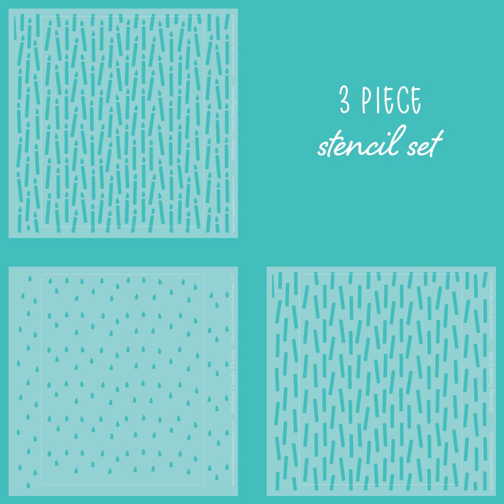Birthday Candle Background Stencil Set of 3 - RETIRING