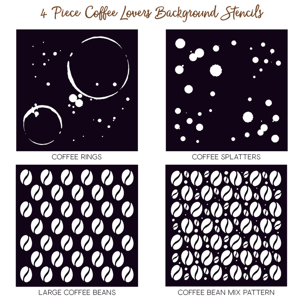 Coffee Lovers Background Stencils Set of 4