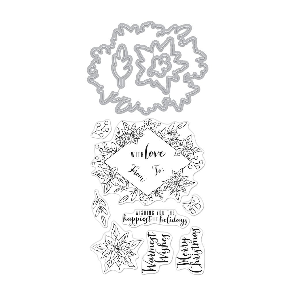 Decorative Poinsettia Frame Stamp & Cut