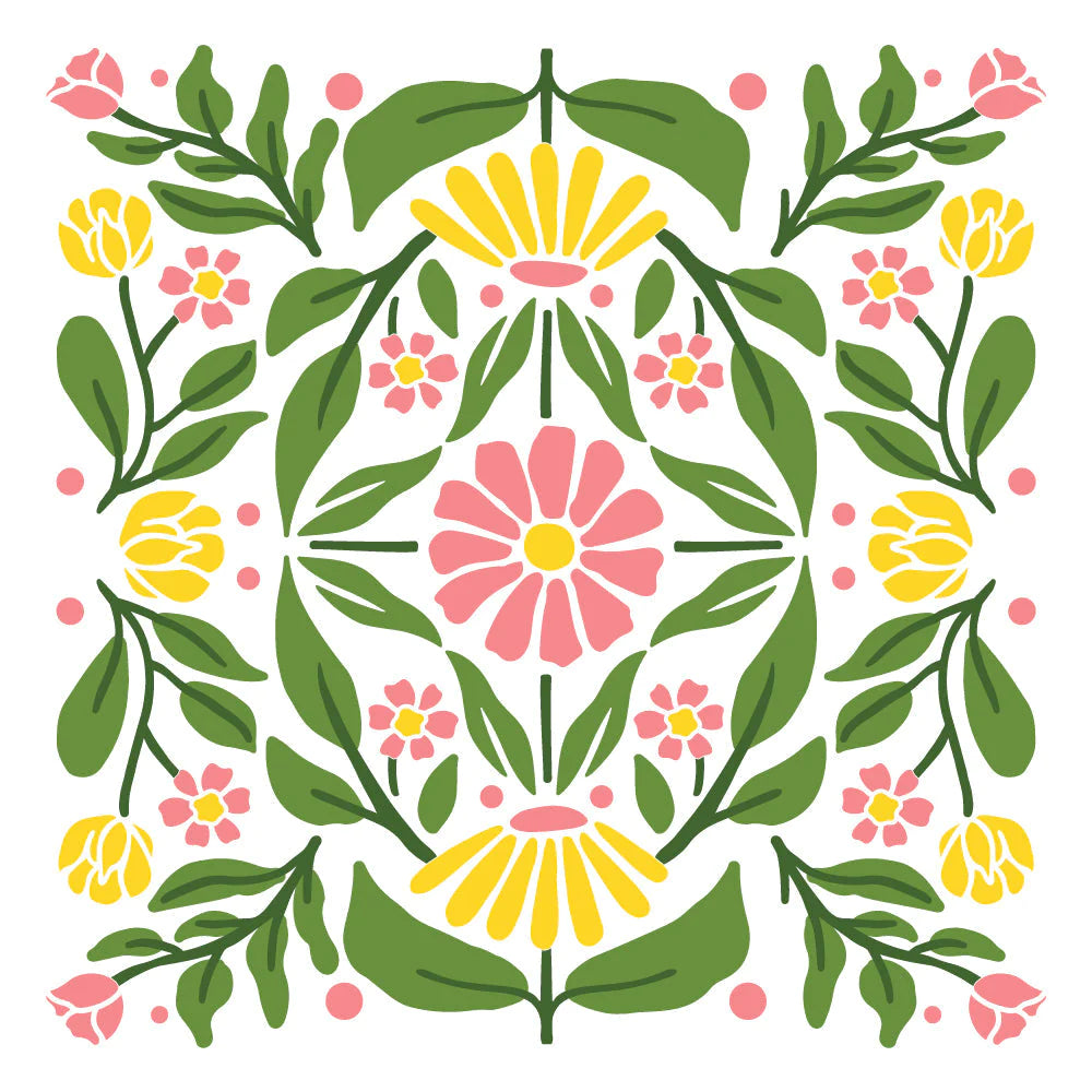 Folk Art Daisy - Set Of 4 Layering Background Stencils - RETIRING