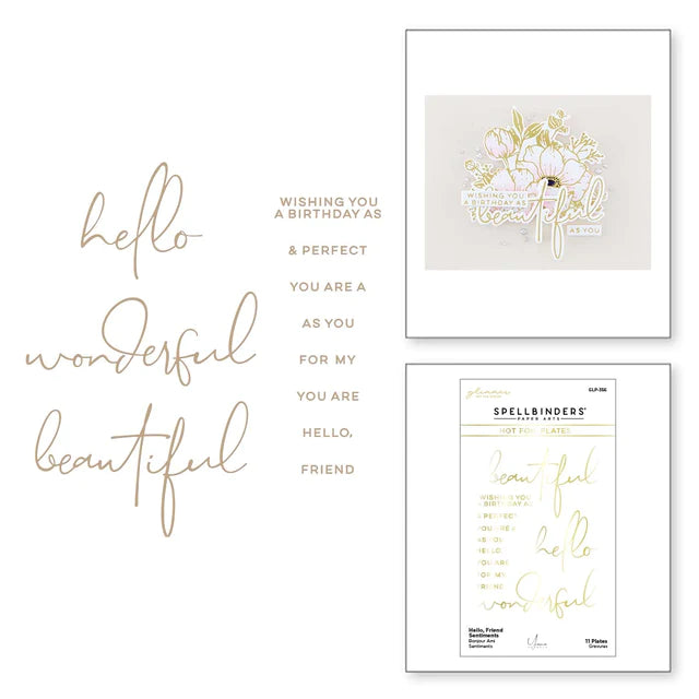 Hello, Friend Sentiments Glimmer Hot Foil Plate from Anemone Blooms Collection by Yana Smakula