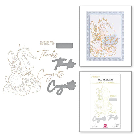 Seahorse Floral Glimmer Hot Foil Plate & Die Set de la collection Seahorse Kisses par Dawn Woleslagle